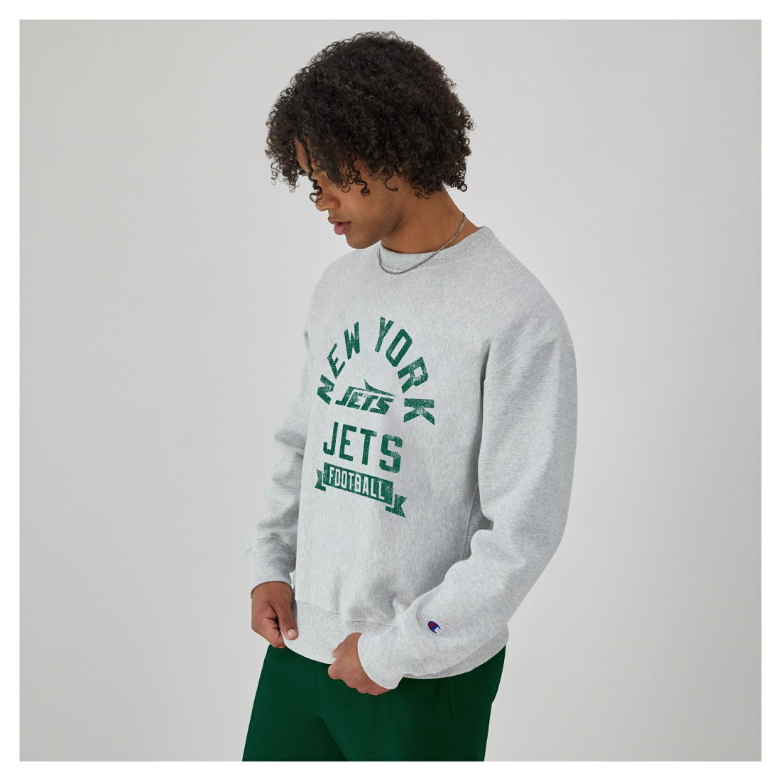 New York Jets Champion Reverse Weave Fleece Pullover Sweatshirt Heather Gray - NFL