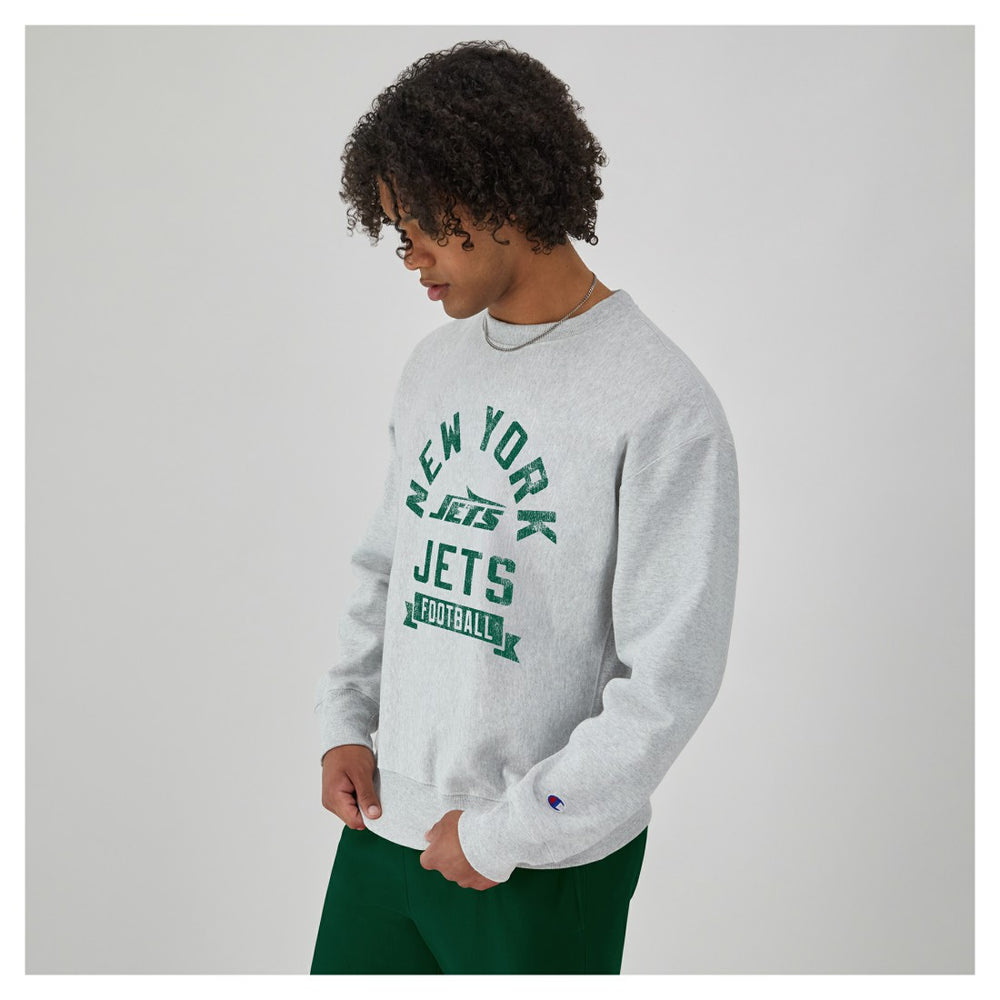 New York Jets Champion Reverse Weave Fleece Pullover Sweatshirt Heather Gray - NFL