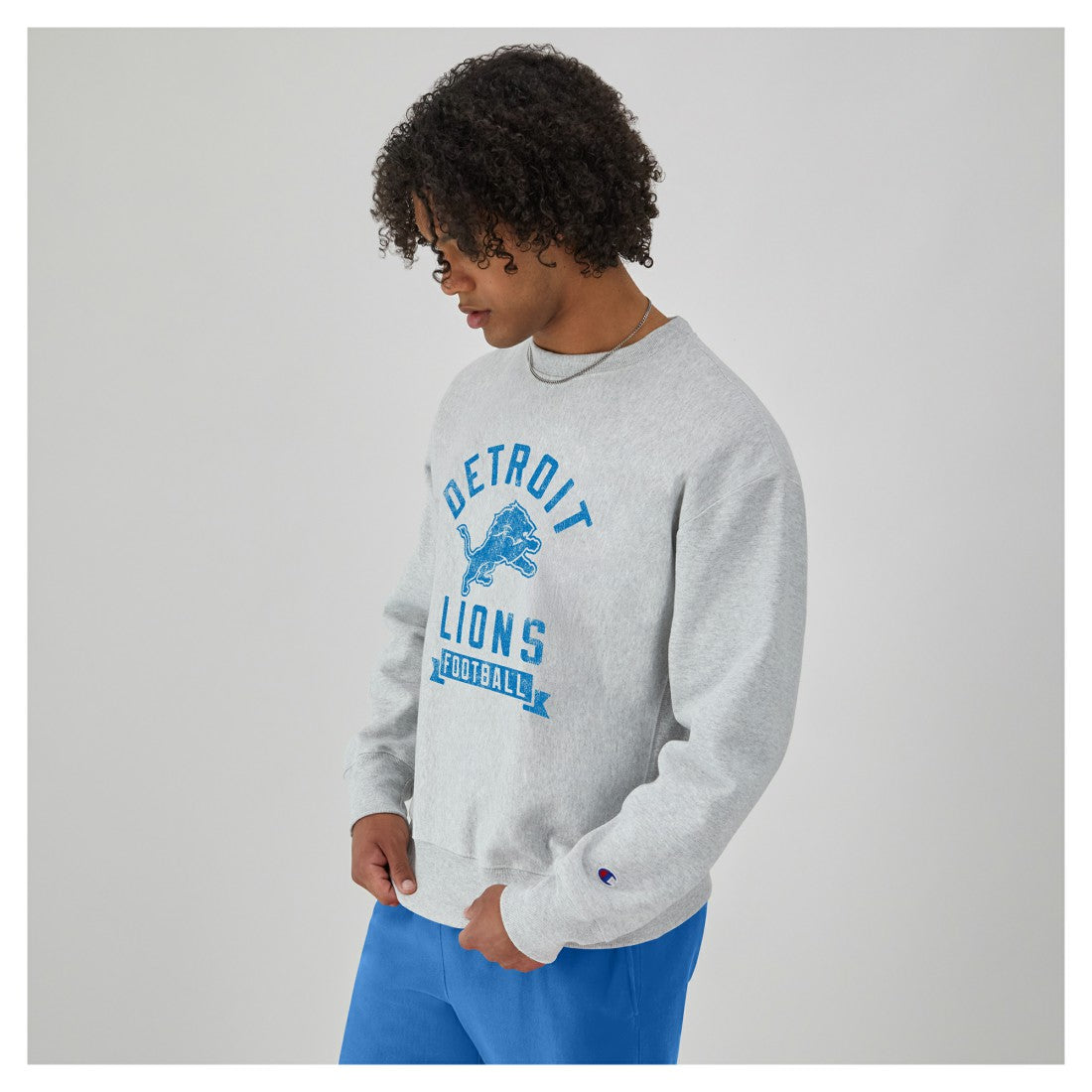 Detroit Lions Champion Reverse Weave Fleece Pullover Sweatshirt Heather Gray - NFL