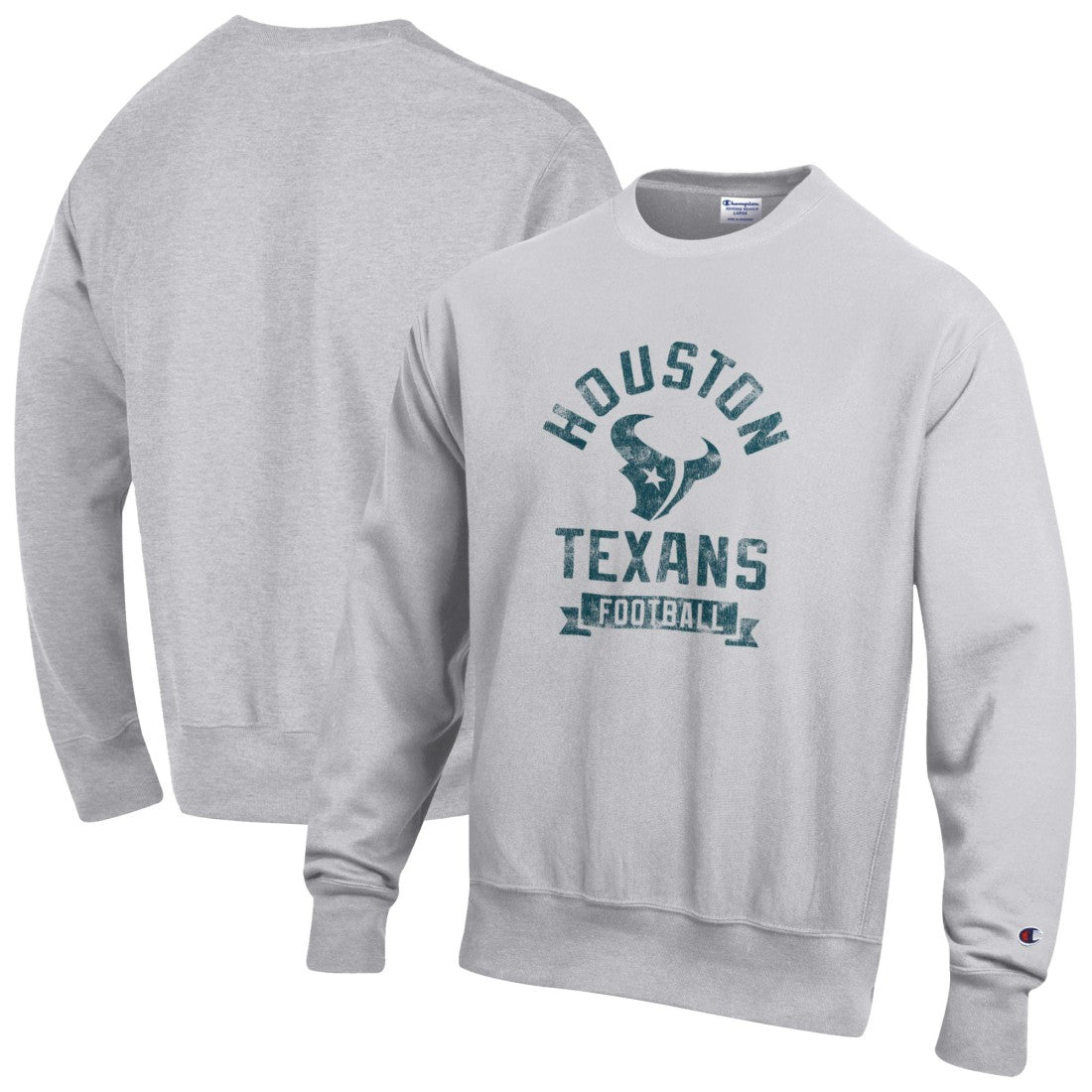 Houston Texans Champion Reverse Weave Fleece Pullover Sweatshirt Heather Gray - NFL