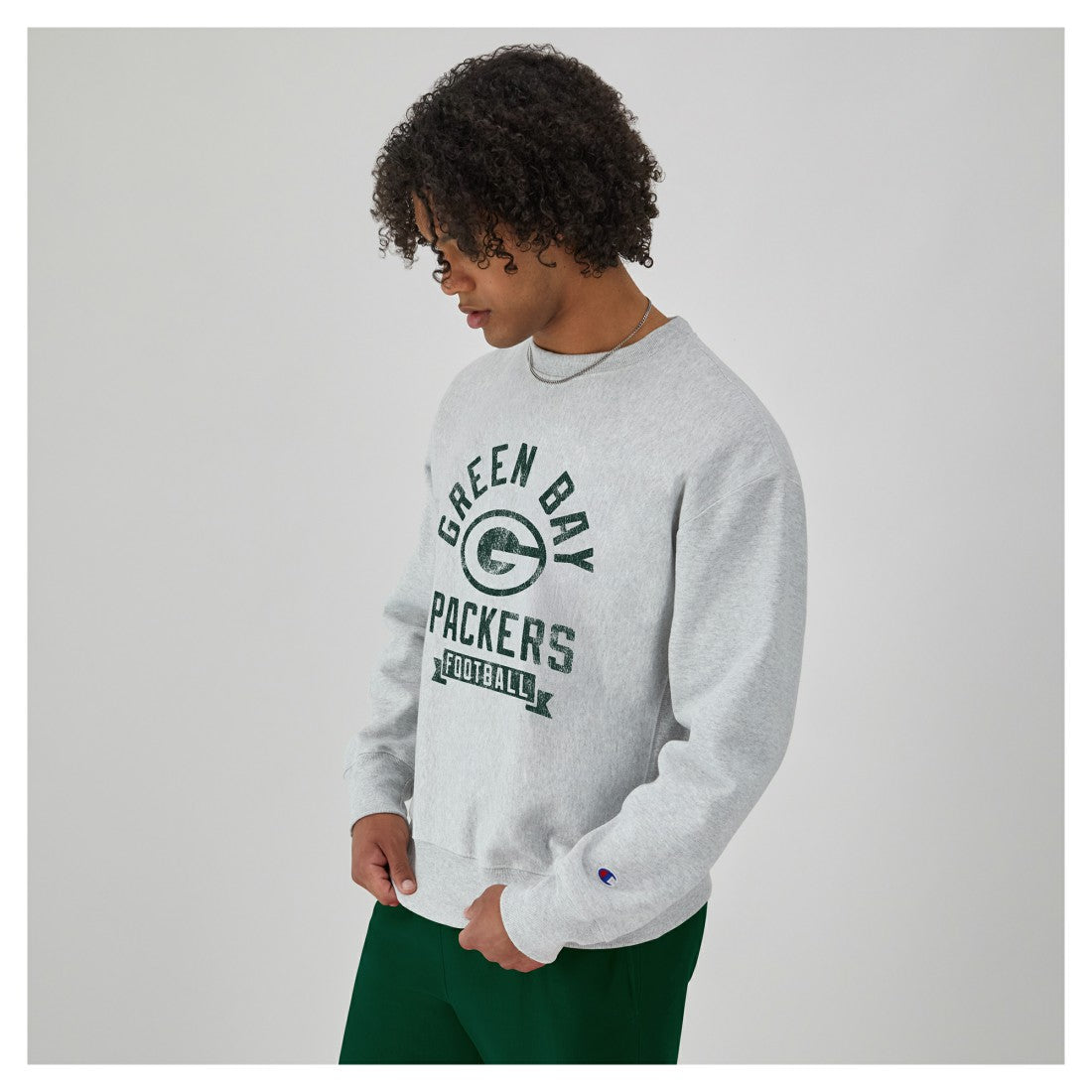Green Bay Packers Champion Reverse Weave Fleece Pullover Sweatshirt Heather Gray - NFL