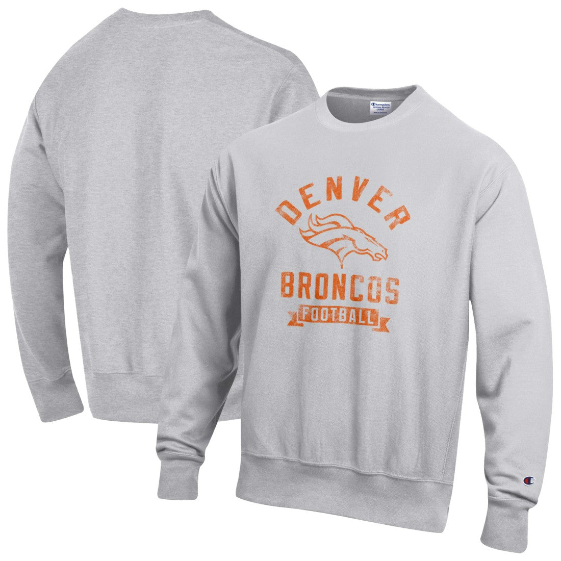 Denver Broncos Champion Reverse Weave Fleece Pullover Sweatshirt Heather Gray - NFL