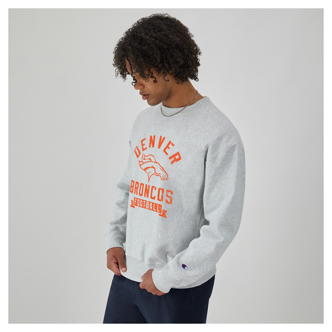 Denver Broncos Champion Reverse Weave Fleece Pullover Sweatshirt Heather Gray - NFL