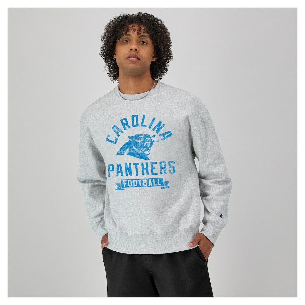 Carolina Panthers Champion Reverse Weave Fleece Pullover Sweatshirt Heather Gray - NFL