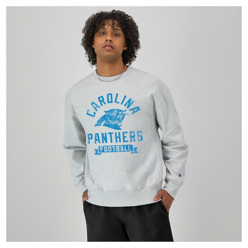 Carolina Panthers Champion Reverse Weave Fleece Pullover Sweatshirt Heather Gray - NFL