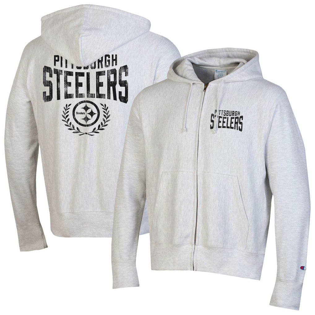 Pittsburgh Steelers Champion Reverse Weave Full-Zip Hoodie Heather Gray - NFL