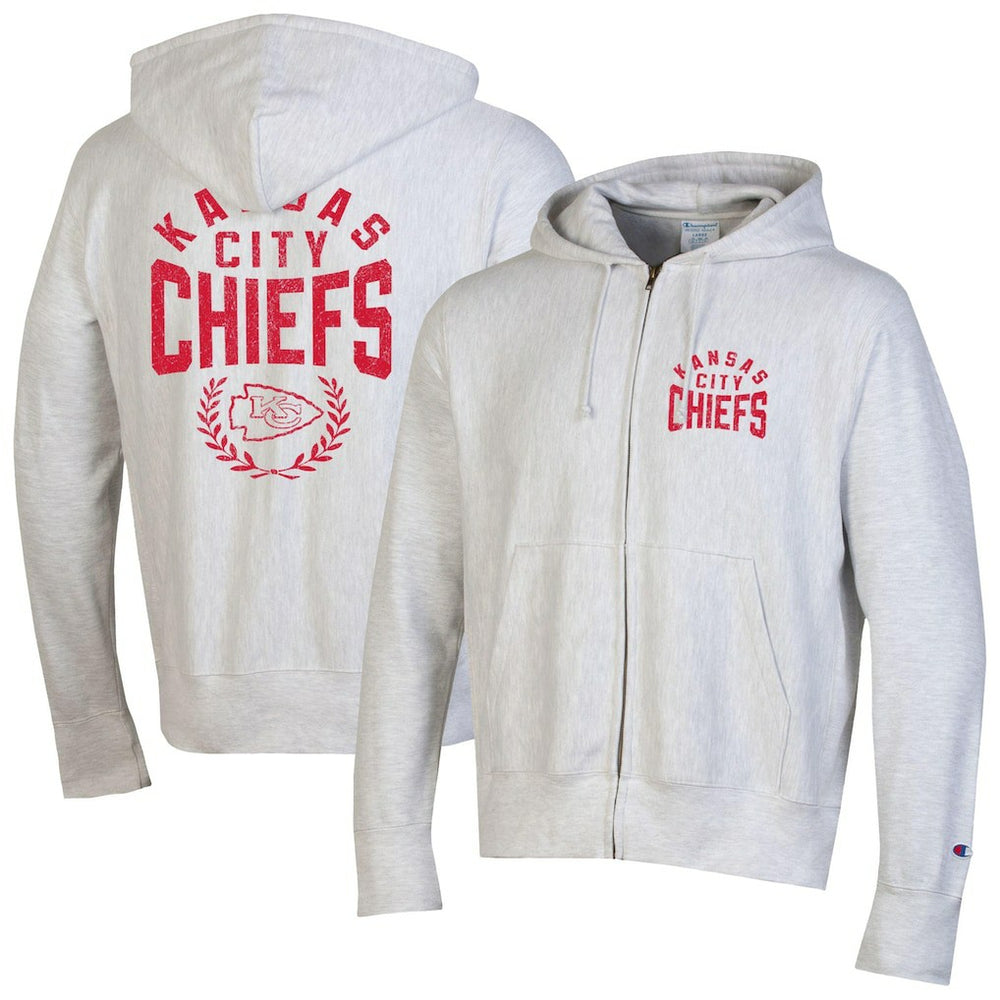Kansas City Chiefs Champion Reverse Weave Full-Zip Hoodie Heather Gray - NFL