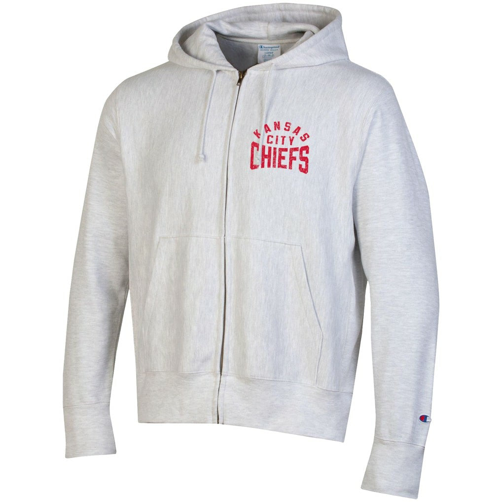 Kansas City Chiefs Champion Reverse Weave Full-Zip Hoodie Heather Gray - NFL