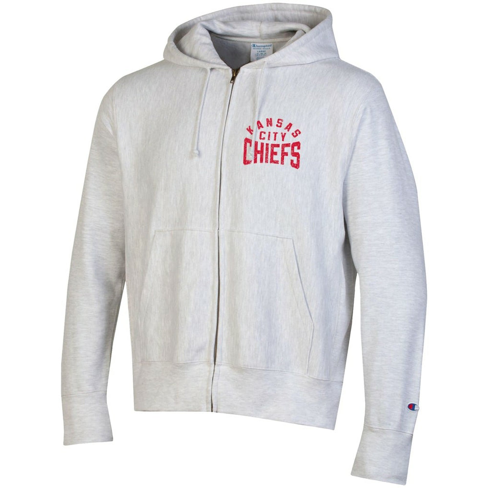 Kansas City Chiefs Champion Reverse Weave Full-Zip Hoodie Heather Gray - NFL