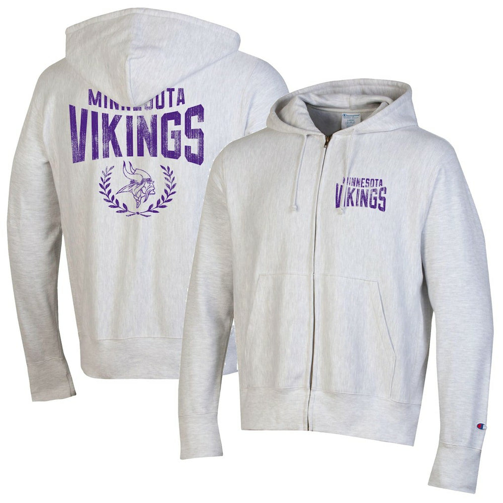 Minnesota Vikings Champion Reverse Weave Full-Zip Hoodie Heather Gray - NFL