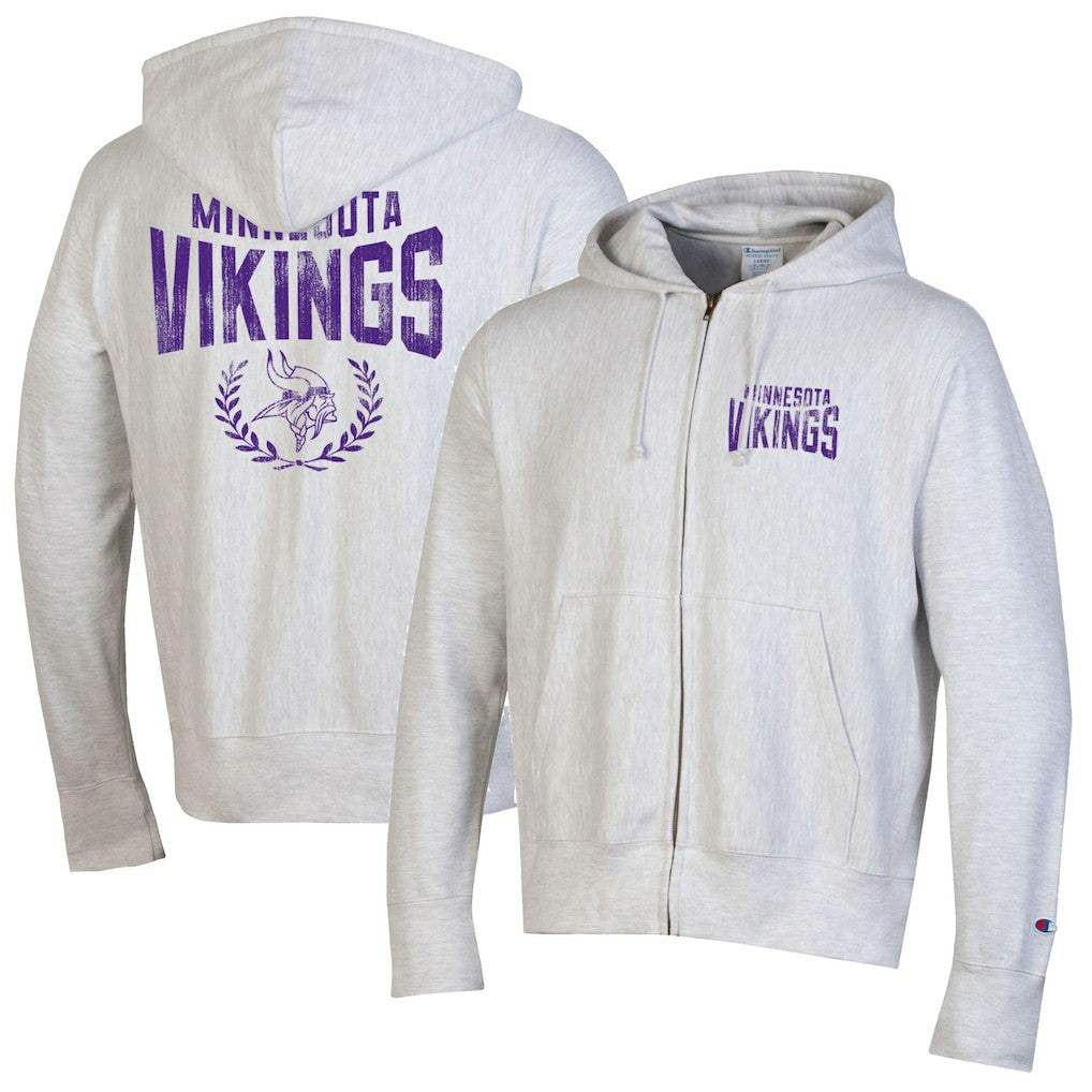 Minnesota Vikings Champion Reverse Weave Full-Zip Hoodie Heather Gray - NFL