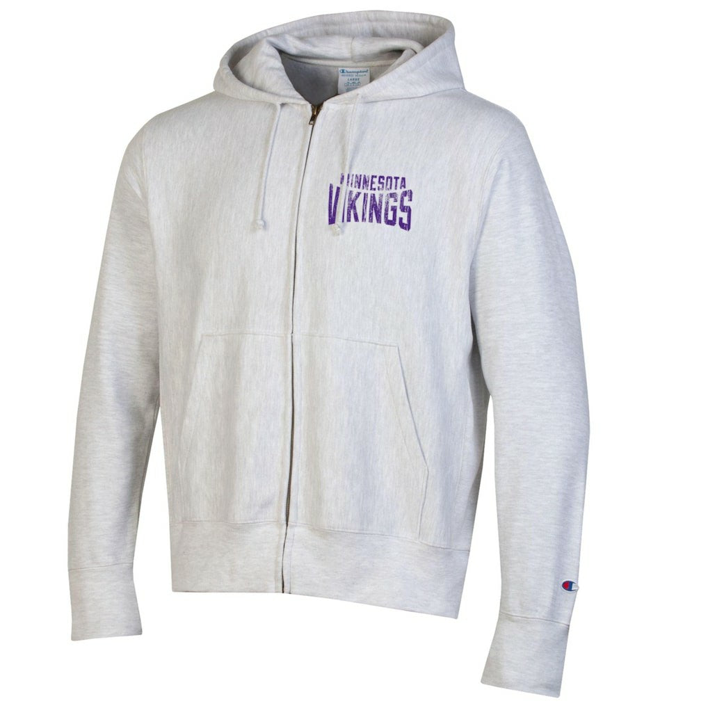 Minnesota Vikings Champion Reverse Weave Full-Zip Hoodie Heather Gray - NFL