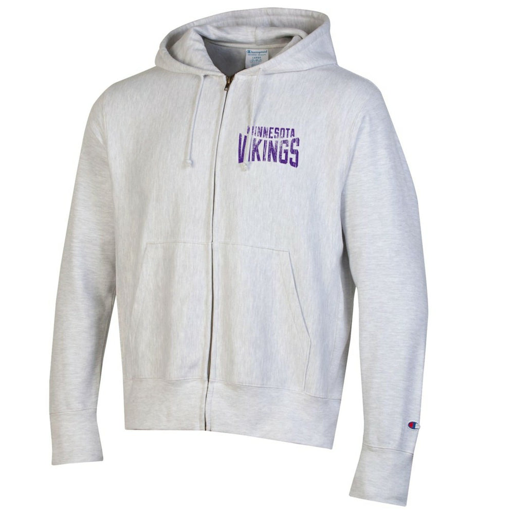 Minnesota Vikings Champion Reverse Weave Full-Zip Hoodie Heather Gray - NFL