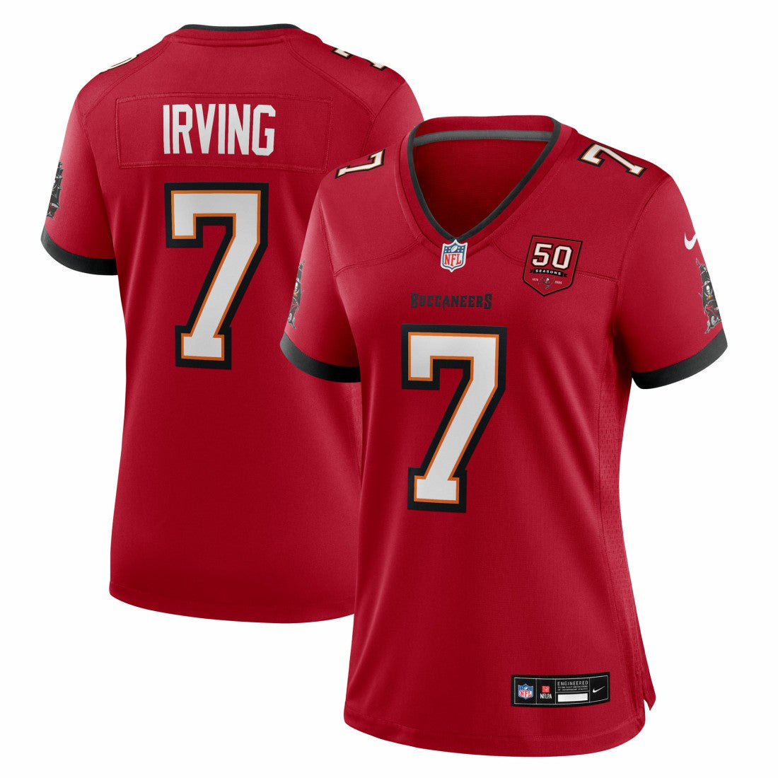Bucky Irving Tampa Bay Buccaneers Women's 50th Season Team Game Jersey - Red | NFL Jerseys
