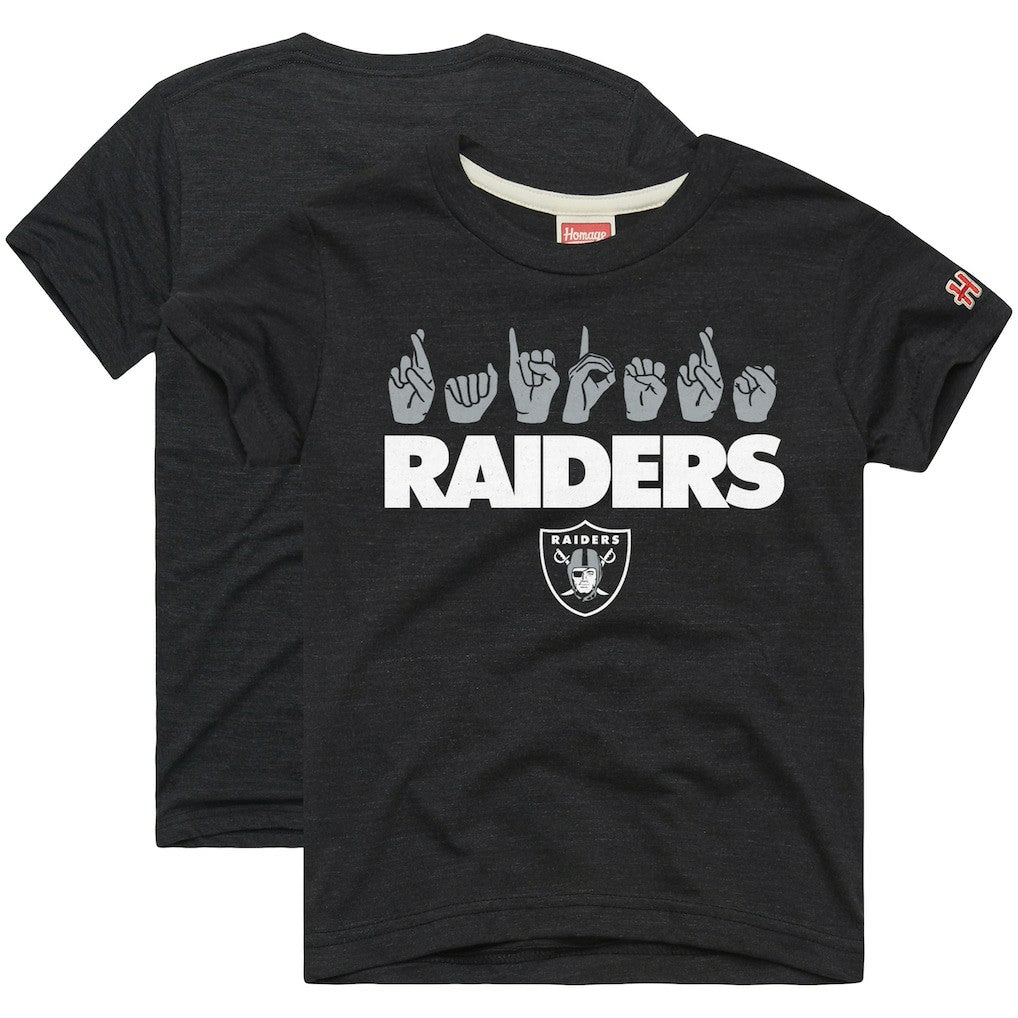 Las Vegas Raiders Homage Youth Love Sign x ASL 2.0 Tri-Blend T-Shirt Charcoal - NFL