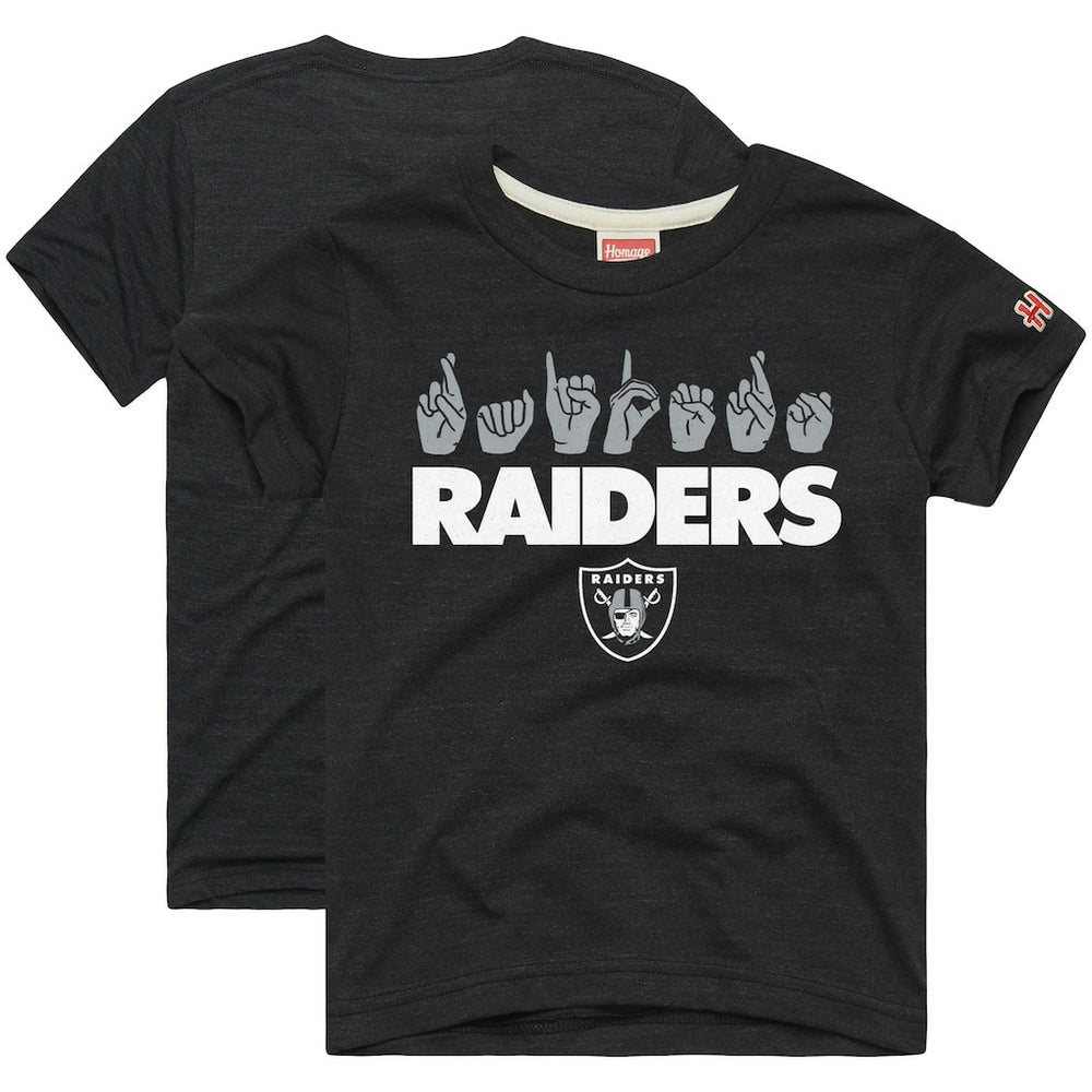 Las Vegas Raiders Homage Youth Love Sign x ASL 2.0 Tri-Blend T-Shirt Charcoal - NFL