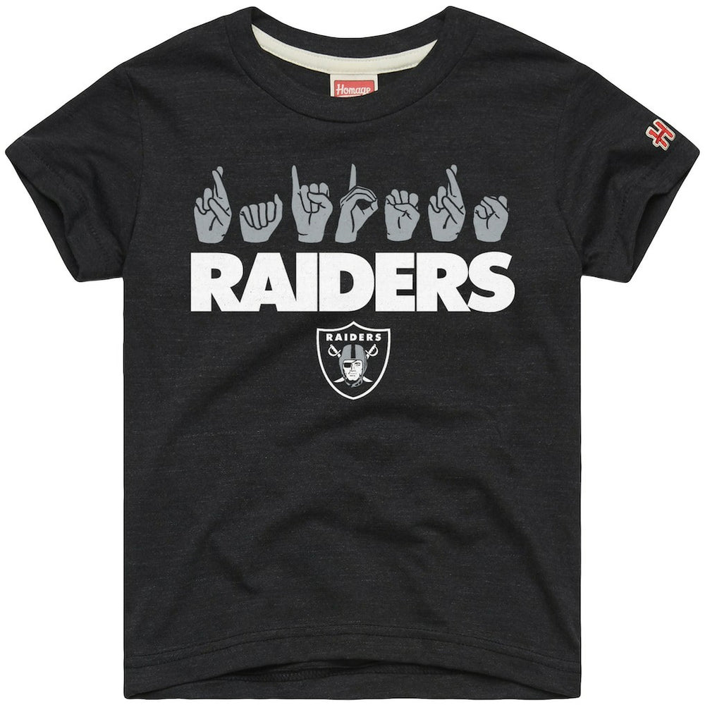 Las Vegas Raiders Homage Youth Love Sign x ASL 2.0 Tri-Blend T-Shirt Charcoal - NFL
