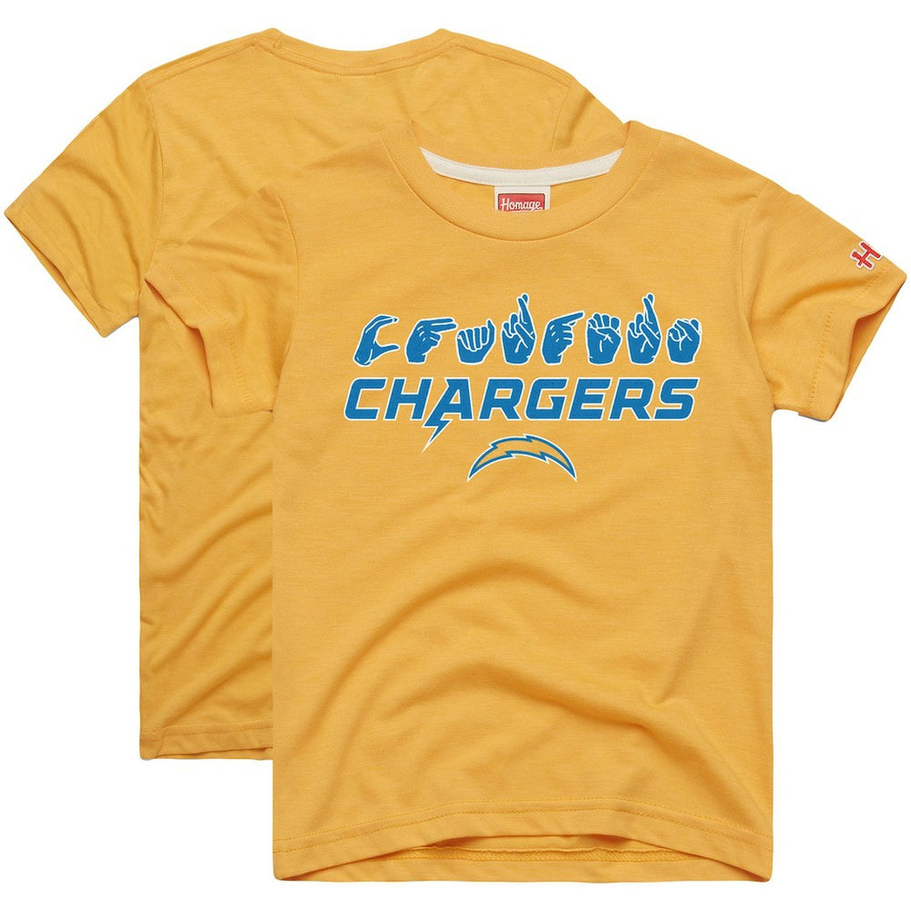 Los Angeles Chargers Homage Youth Love Sign x ASL 2.0 Tri-Blend T-Shirt Gold - NFL