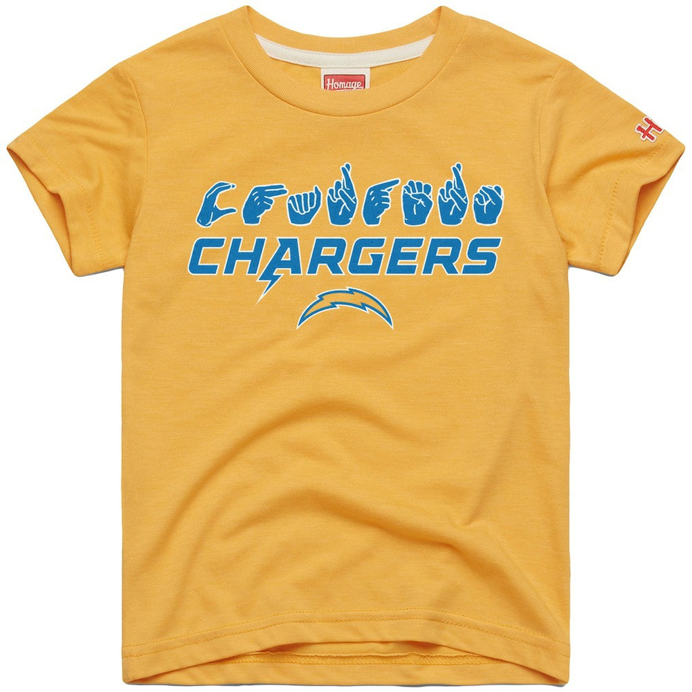 Los Angeles Chargers Homage Youth Love Sign x ASL 2.0 Tri-Blend T-Shirt Gold - NFL