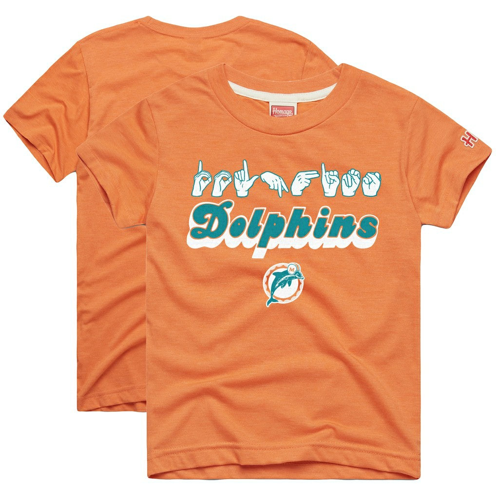 Miami Dolphins Homage Youth Love Sign x ASL 2.0 Tri-Blend T-Shirt Orange - NFL