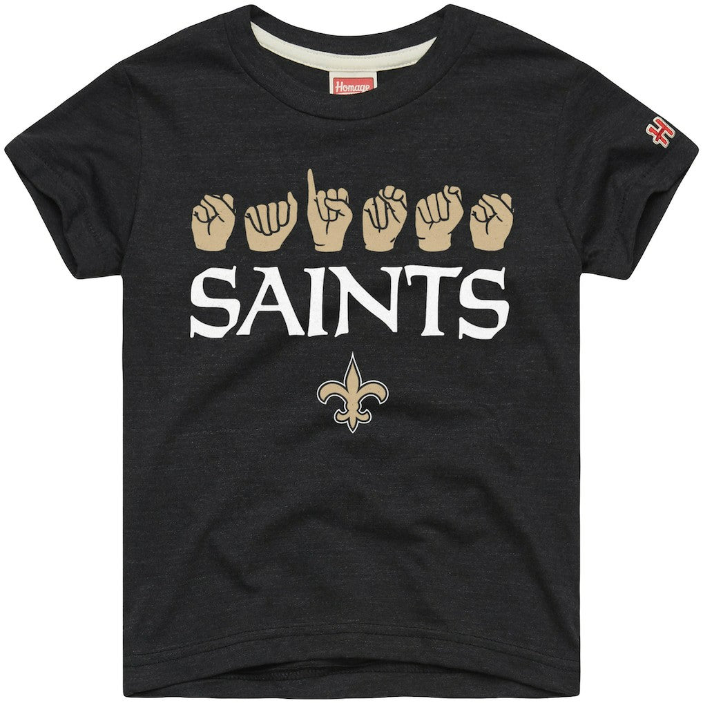 New Orleans Saints Homage Youth Love Sign x ASL 2.0 Tri-Blend T-Shirt Charcoal - NFL
