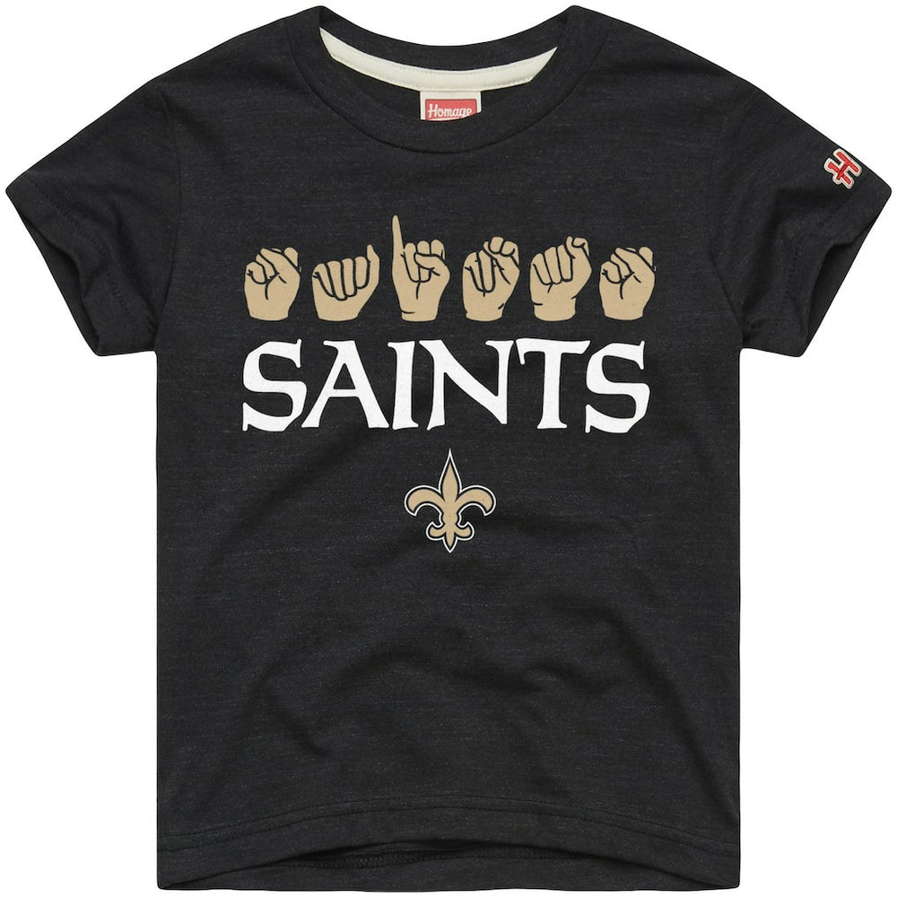 New Orleans Saints Homage Youth Love Sign x ASL 2.0 Tri-Blend T-Shirt Charcoal - NFL