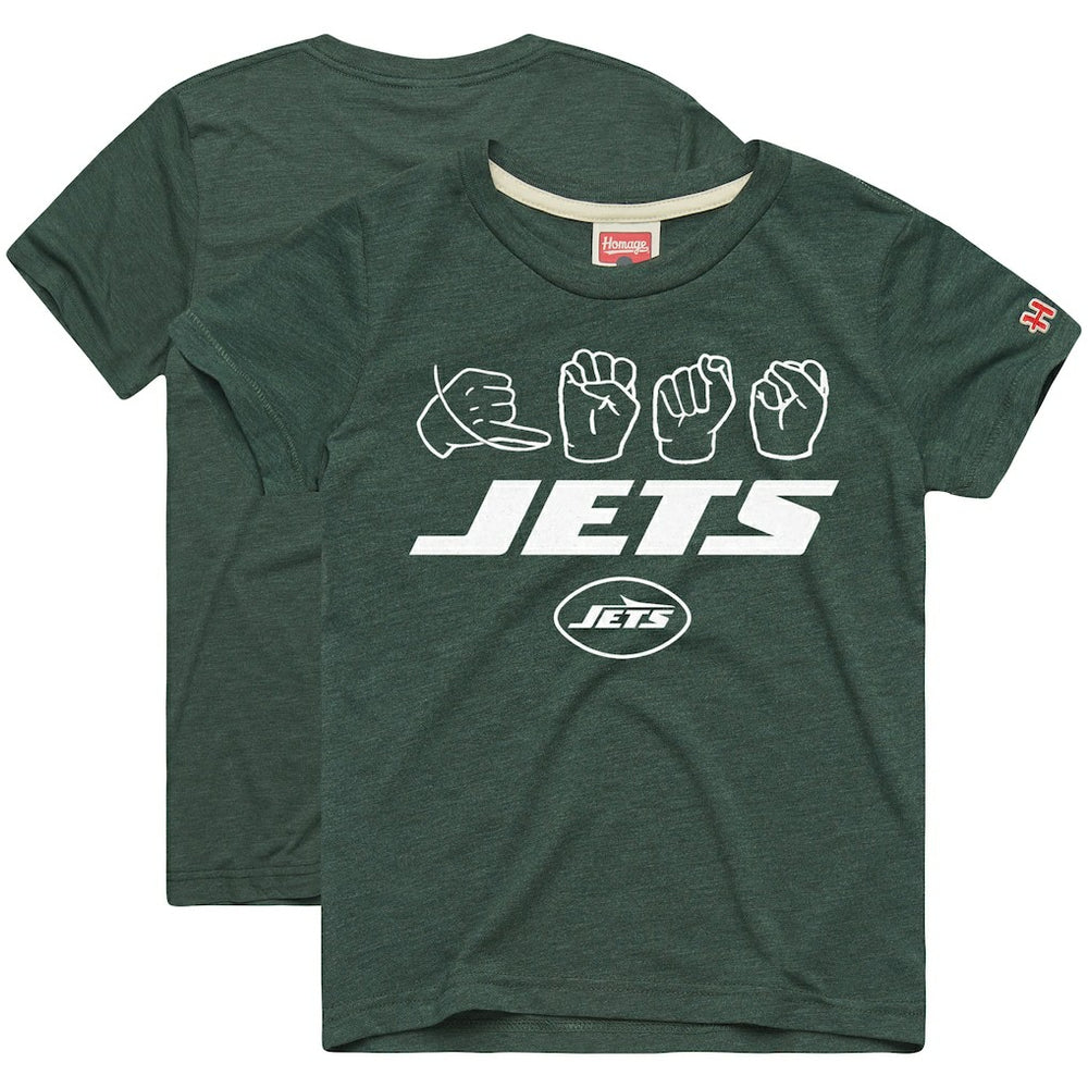 New York Jets Homage Youth Love Sign x ASL 2.0 Tri-Blend T-Shirt Green - NFL