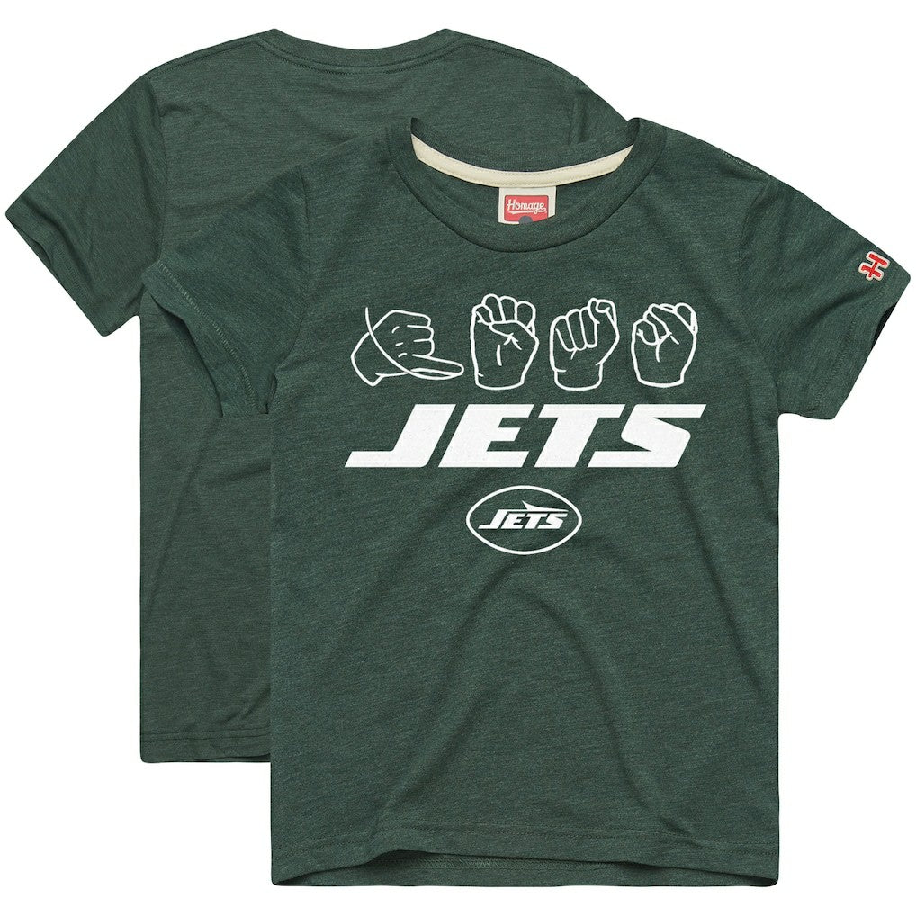 New York Jets Homage Youth Love Sign x ASL 2.0 Tri-Blend T-Shirt Green - NFL