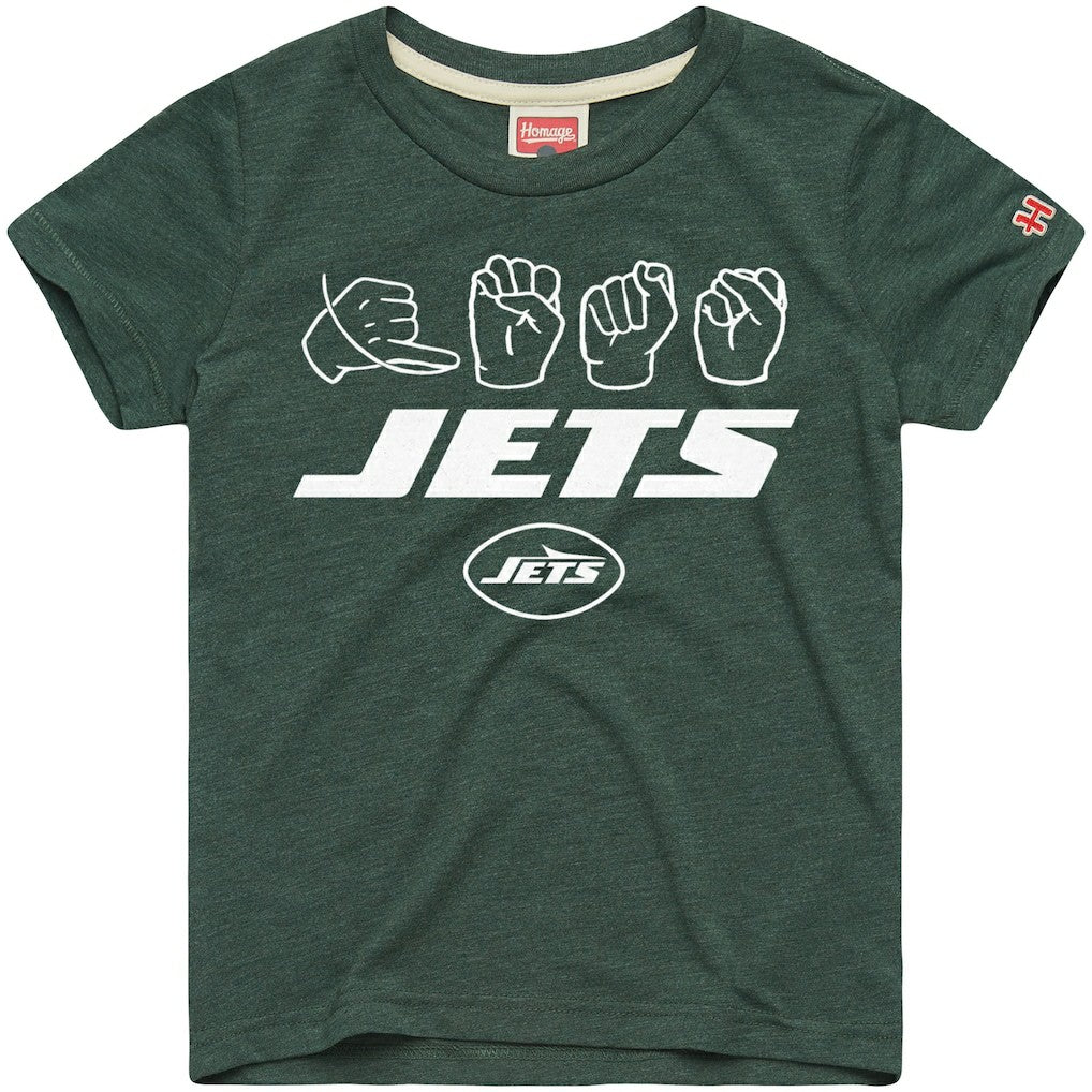 New York Jets Homage Youth Love Sign x ASL 2.0 Tri-Blend T-Shirt Green - NFL