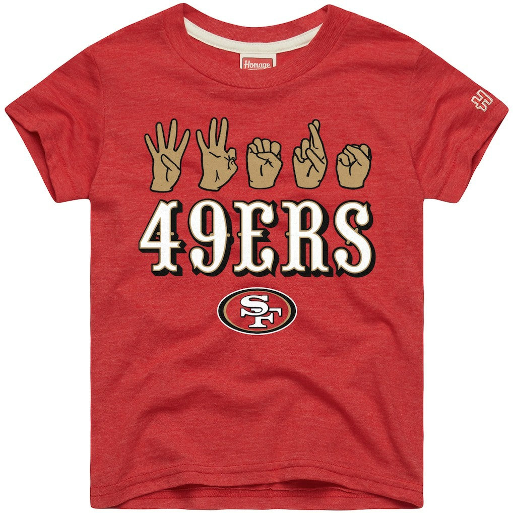 San Francisco 49ers Homage Youth Love Sign x ASL 2.0 Tri-Blend T-Shirt Scarlet - NFL