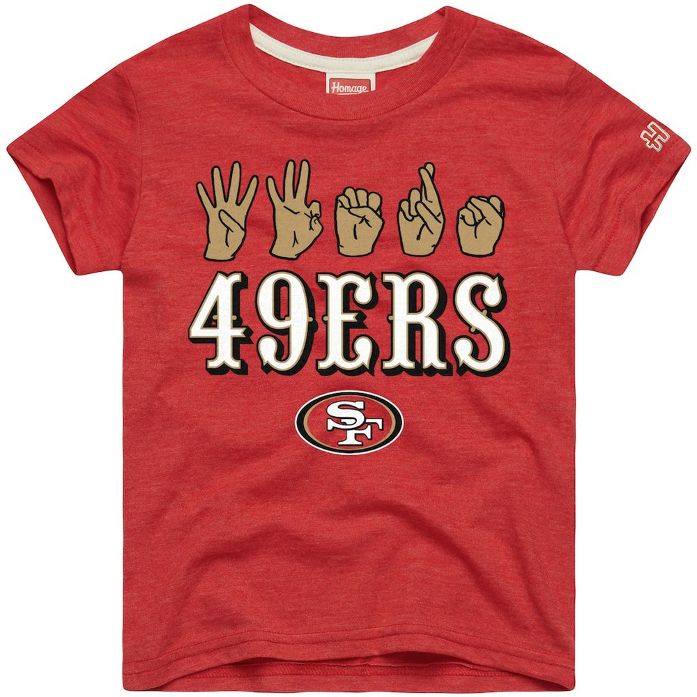 San Francisco 49ers Homage Youth Love Sign x ASL 2.0 Tri-Blend T-Shirt Scarlet - NFL