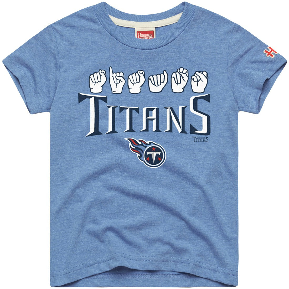 Tennessee Titans Homage Youth Love Sign x ASL 2.0 Tri-Blend T-Shirt Light Blue - NFL