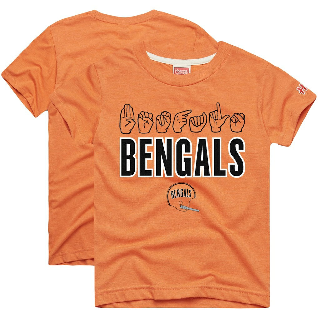 Cincinnati Bengals Homage Youth Love Sign x ASL 2.0 Tri-Blend T-Shirt Orange - NFL