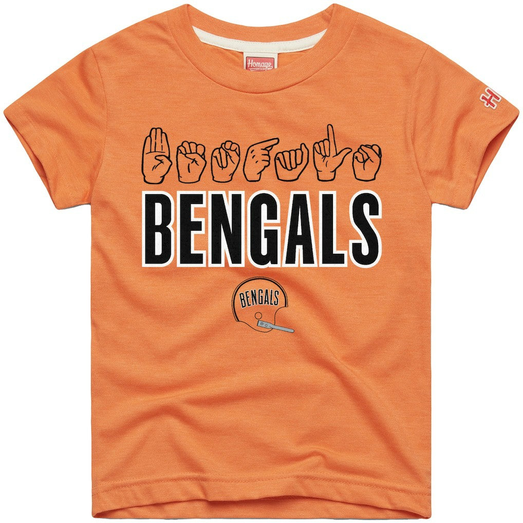 Cincinnati Bengals Homage Youth Love Sign x ASL 2.0 Tri-Blend T-Shirt Orange - NFL