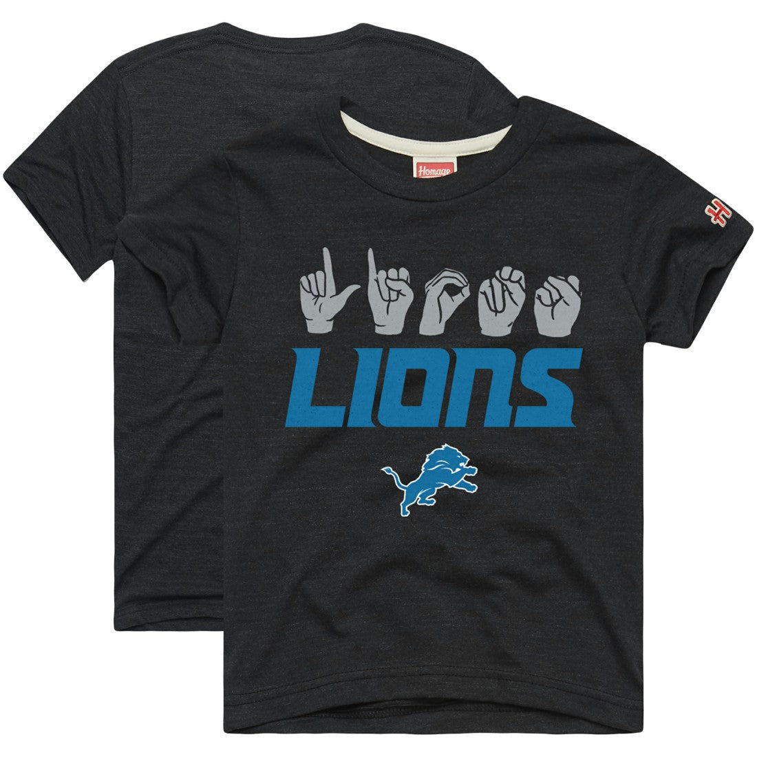 Detroit Lions Homage Youth Love Sign x ASL 2.0 Tri-Blend T-Shirt Charcoal - NFL