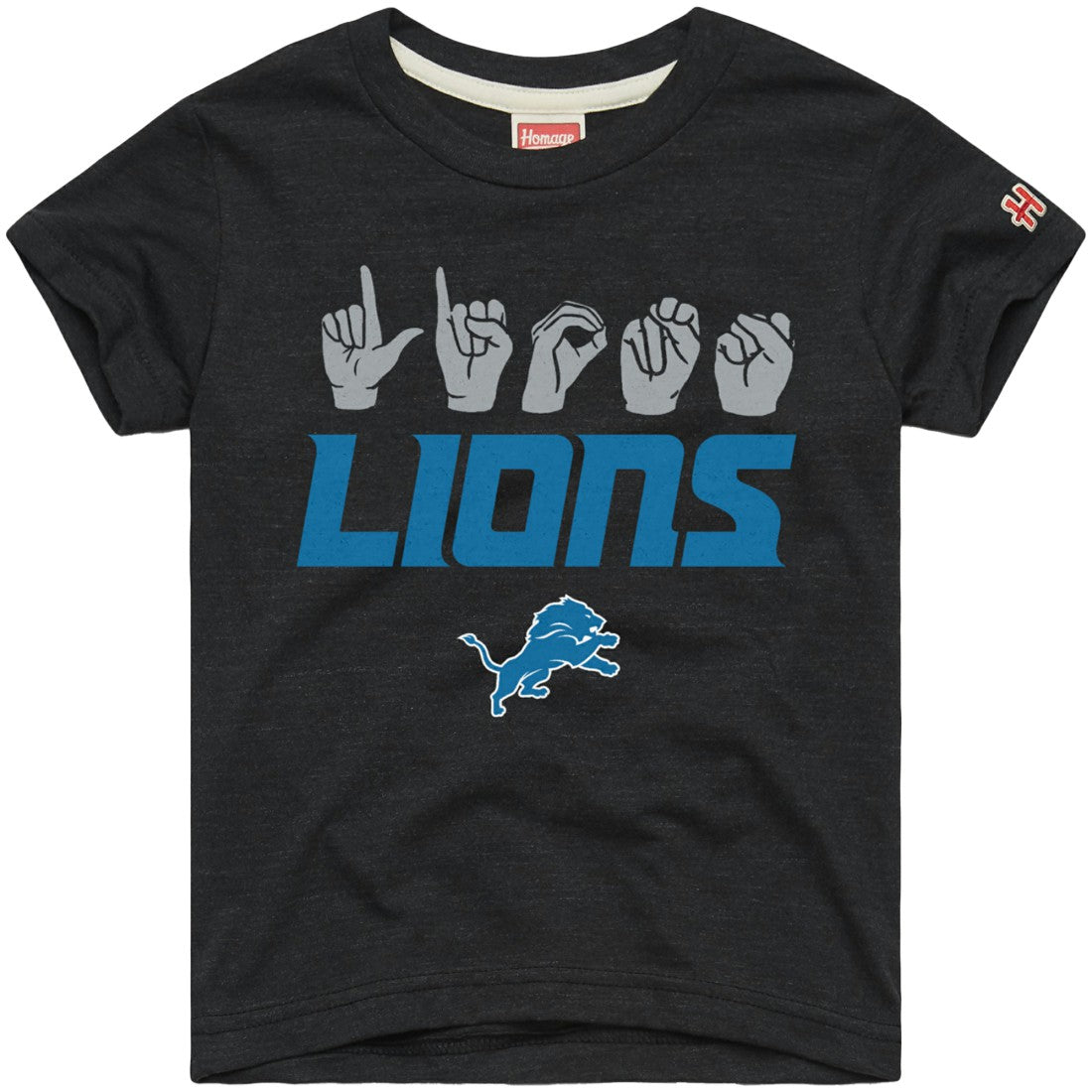Detroit Lions Homage Youth Love Sign x ASL 2.0 Tri-Blend T-Shirt Charcoal - NFL