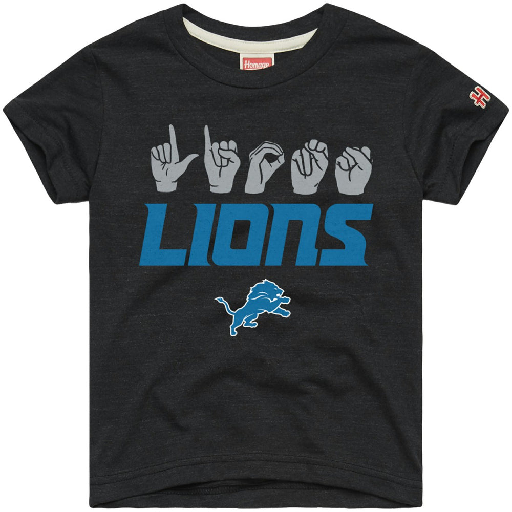 Detroit Lions Homage Youth Love Sign x ASL 2.0 Tri-Blend T-Shirt Charcoal - NFL