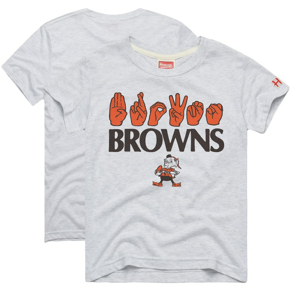 Cleveland Browns Homage Youth Love Sign x ASL 2.0 Tri-Blend T-Shirt Ash - NFL