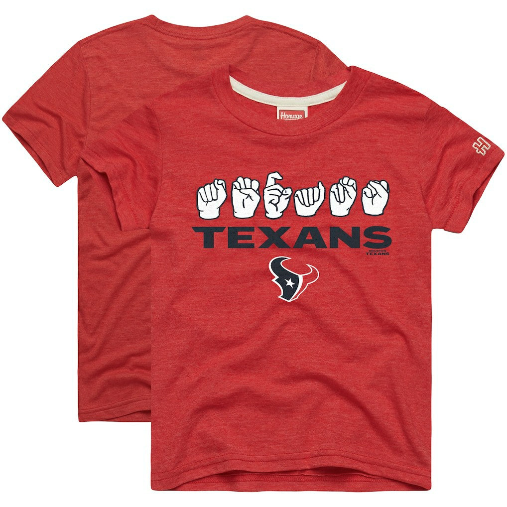 Houston Texans Homage Youth Love Sign x ASL 2.0 Tri-Blend T-Shirt Red - NFL