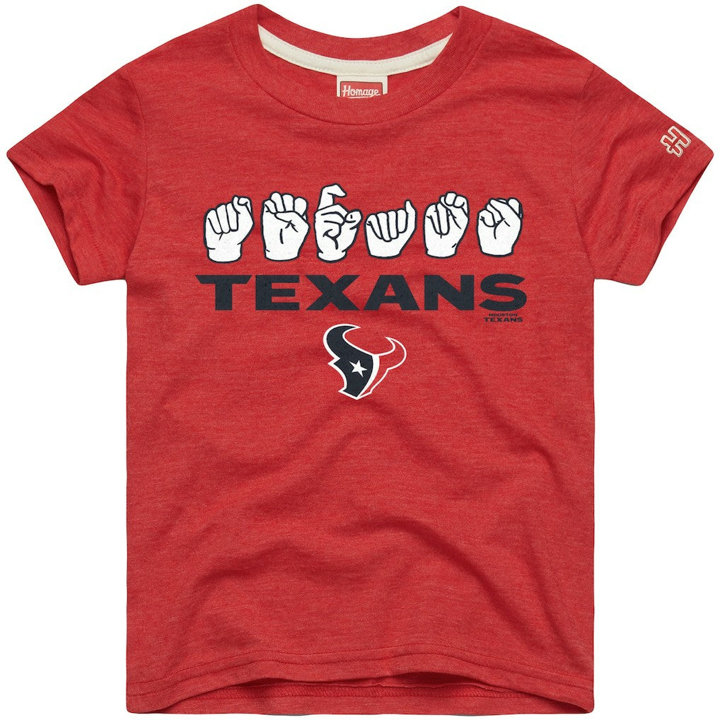Houston Texans Homage Youth Love Sign x ASL 2.0 Tri-Blend T-Shirt Red - NFL