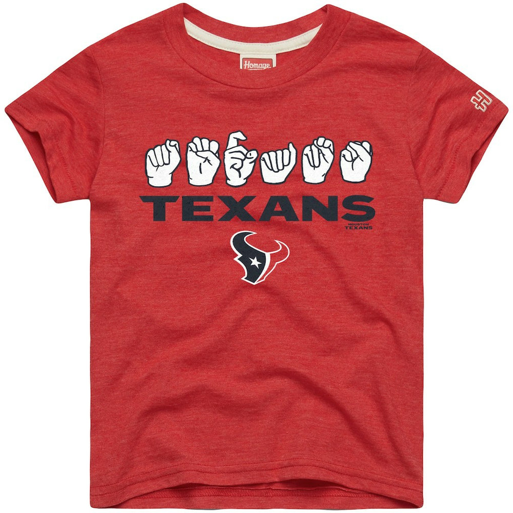Houston Texans Homage Youth Love Sign x ASL 2.0 Tri-Blend T-Shirt Red - NFL