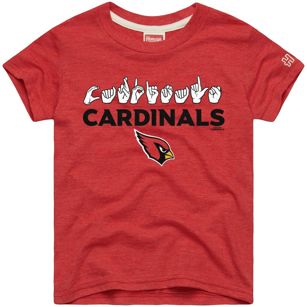 Arizona Cardinals Homage Youth Love Sign x ASL 2.0 Tri-Blend T-Shirt Cardinal - NFL