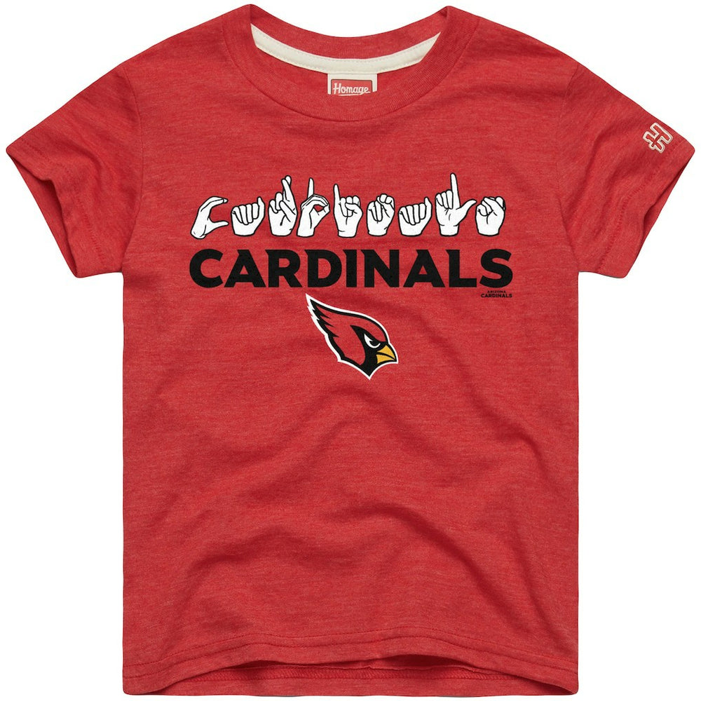 Arizona Cardinals Homage Youth Love Sign x ASL 2.0 Tri-Blend T-Shirt Cardinal - NFL