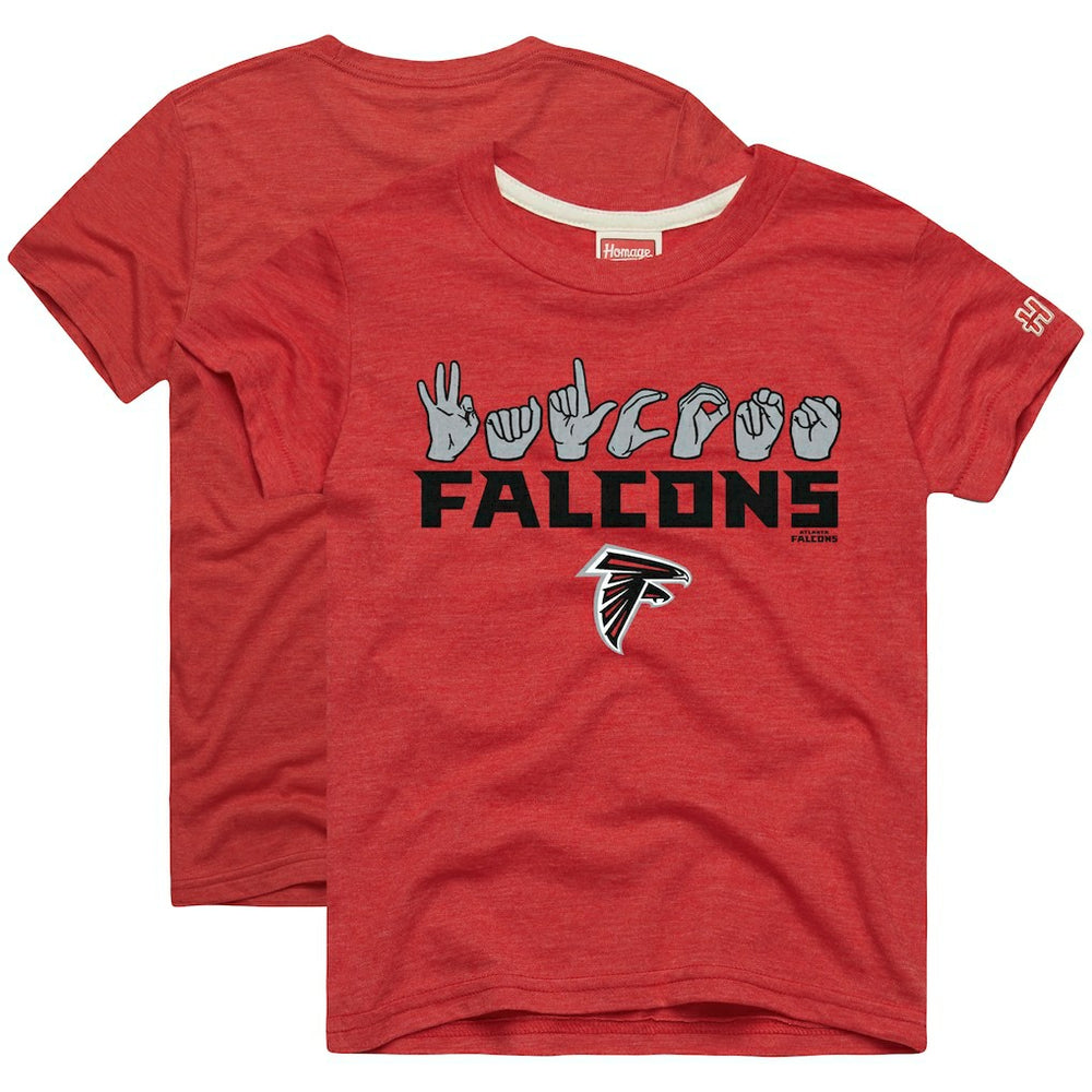 Atlanta Falcons Homage Youth Love Sign x ASL 2.0 Tri-Blend T-Shirt Red - NFL