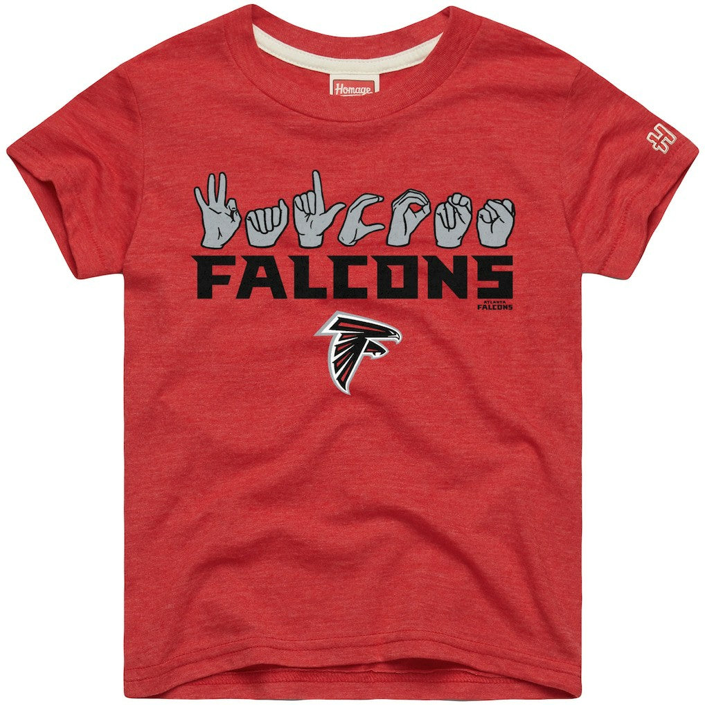 Atlanta Falcons Homage Youth Love Sign x ASL 2.0 Tri-Blend T-Shirt Red - NFL