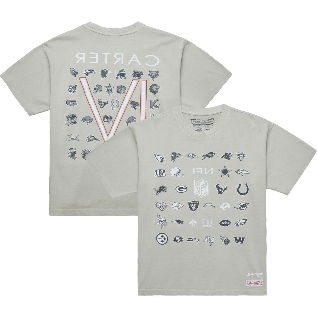 x NFL x Lil Wayne Carter VI T-Shirt Gray - Mitchell & Ness