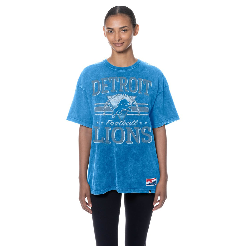Detroit Lions New Era Women's Throwback Oversized T-Shirt Blue - NFL