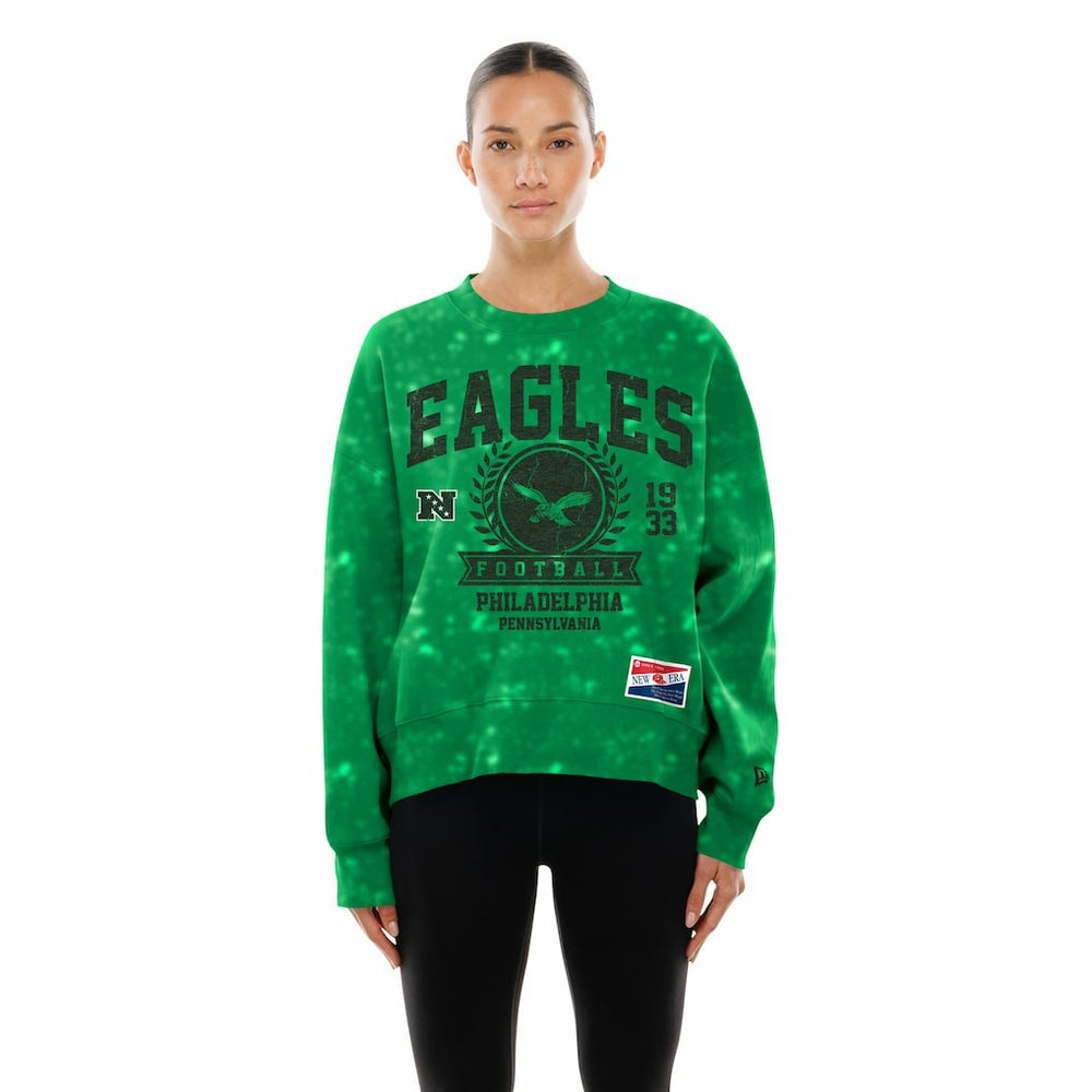 Philadelphia Eagles New Era Women's Throwback Oversized Boxy Sweatshirt Kelly Green - NFL