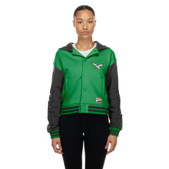 Philadelphia Eagles New Era Women's Throwback Full-Snap Hooded Jacket Kelly Green - NFL