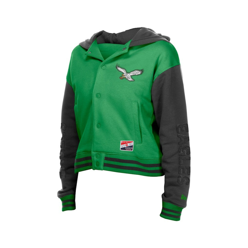 Philadelphia Eagles New Era Women's Throwback Full-Snap Hooded Jacket Kelly Green - NFL